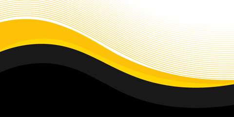 Abstract black and yellow wavy business background.