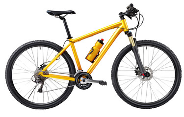 Full profile of a bright yellow mountain bike