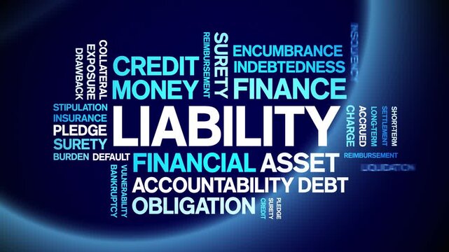 Liability animated word cloud-text design animation tag kinetic typography seamless loop.