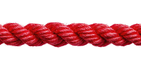 Close-up of a vibrant red rope, exhibiting a tightly woven texture