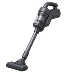 Black and silver vacuum cleaner with a clear container on the top. 3d isolated illustration on transparent background