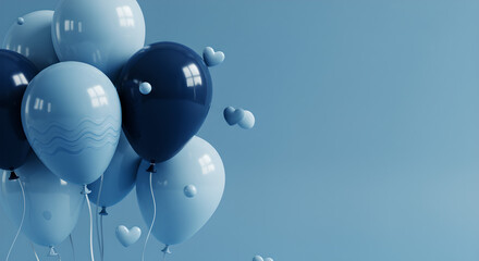 Blue Balloons and Hearts Celebration Background