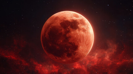 Obraz premium Atmospheric Red Moon Eclipse Background 