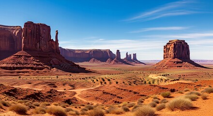 Stunning Red Rock Formations in a Vast Desert Landscape