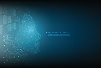 Technology futuristic digital human wireframe concept.artificial intelligence concept