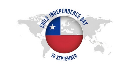 Chile Independence Day: Global Celebration, September 18th, Flag in World Map Design