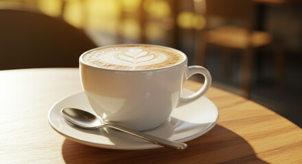Obraz premium Cappuccino cup latte art outdoors
