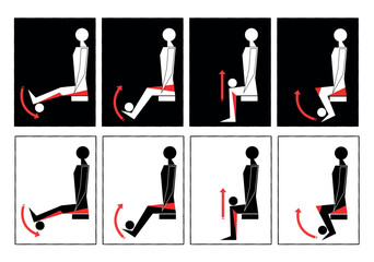 A simple little man, black silhouette on the side, hips, legs, muscles