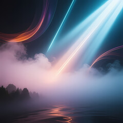 background featuring mystical fog and light beams