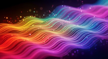 Vibrant flowing light streaks in stunning rainbow colors create a dynamic abstract background for modern tech, energy, or future-forward concepts