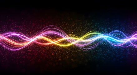 Dynamic vibrant light trails and sparkling bokeh for tech presentations or modern backgrounds, colorful energy waves for creative projects
