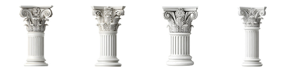 Naklejka premium Classical Architectural Columns on White Background