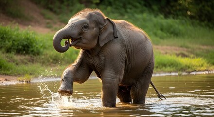 Baby Elephant in Water