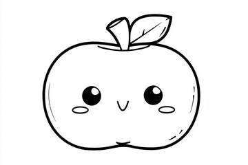 Obraz premium Cute kawaii apple coloring page