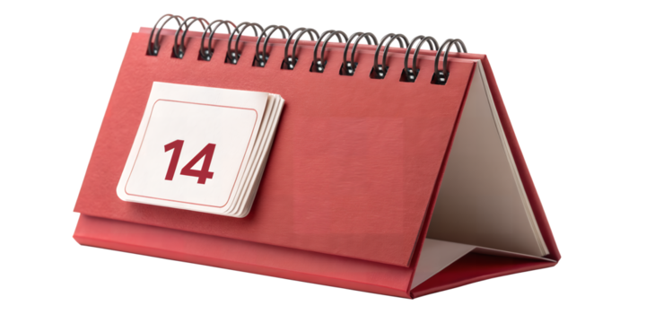 Desk Calendar's Daily Agenda: A close-up shot of a red desk calendar displays a clean and organized representation of time with a focus on a specific day's date.