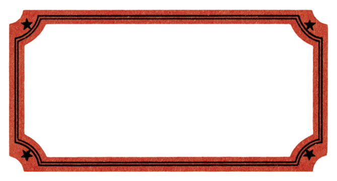 Empty reddish-brown rectangular frame with decorative, star-shaped corners