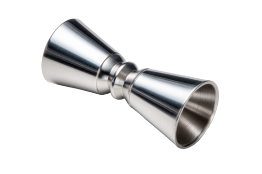 A silver metal object with a curved top and bottom