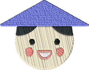 Embroidered Asian Hat Person Face – Cute Character Design
