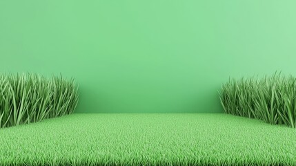 Lush Green Artificial Grass Lawn with Textured Surface and Green Background for Spring or Summer Decoration