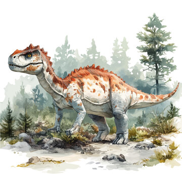 Carnotaurus, watercolor painting vector, isolated on a white background.