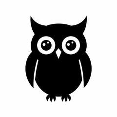 Owl Front View Silhouette Vector Icon