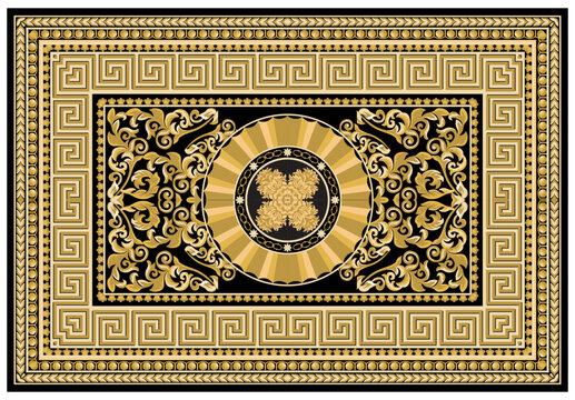 vector illustration of decorative ornament on a black background carpet design