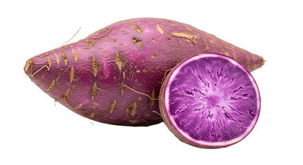 Purple Sweet Potato Isolated on Transparent Background. Japanese food