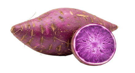 Purple Sweet Potato Isolated on Transparent Background. Japanese food