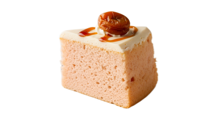 Slice of chiffon cake Isolated on Transparent Background. Japanese food