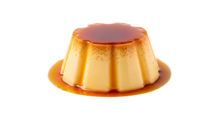 Creme Caramel isolated on Transparent Background. French food