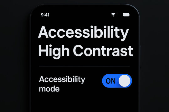 Accessibility high contrast mode on smartphone screen for ai technology impact on social inclusion and usability