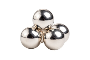 Four polished silver spheres arranged in a  triangular pyramid