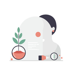 Minimalist Illustration of Growth Concept with Plant and Person