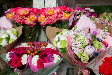 Vibrant floral bouquets display
