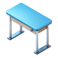 3d light blue school desk with drawer isolated on transparent background