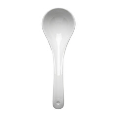 Single White Ceramic Spoon Isolated On Transparent Background Reflecting Bright Light Simple Kitchen Utensil Detail Shot