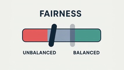 Fairness concept slider with unbalanced and balanced states illustrating social impact and ethical ai for better decision making and equality