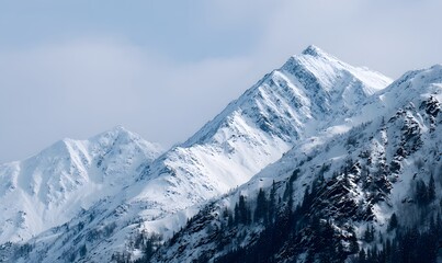 Obraz premium show me mountains covered with snow and a light blue background