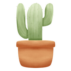 Watercolor long cactus succulent