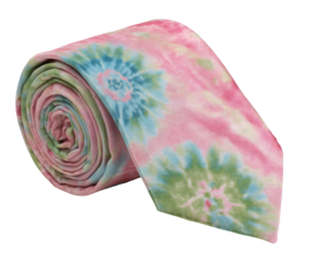 Rolled tie with pastel tie-dye pattern