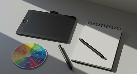 Graphic design tools on desk