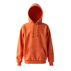 A vibrant, coral-orange hoodie, presented against a striking black backdrop, showcases a clean, modern design.