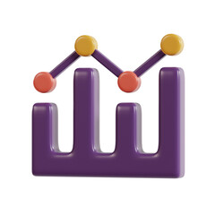 3d business bar chart rendering icon