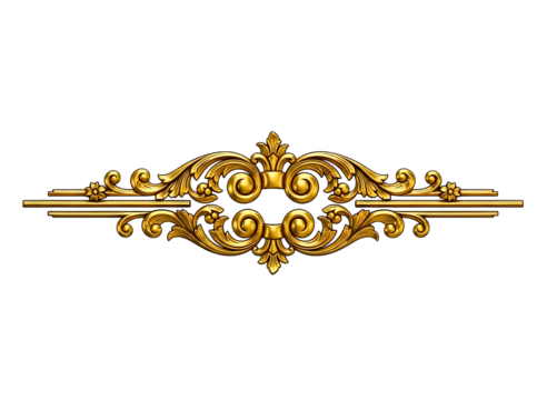 Ornate golden flourish decorative element isolated on transparent background