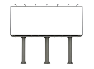 Blank billboard advertisement structure isolated on transparent background