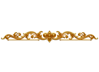 Ornate golden flourish decorative element isolated on transparent background
