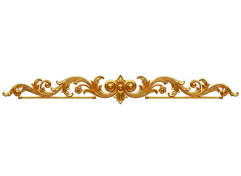 Ornate golden flourish decorative element isolated on transparent background