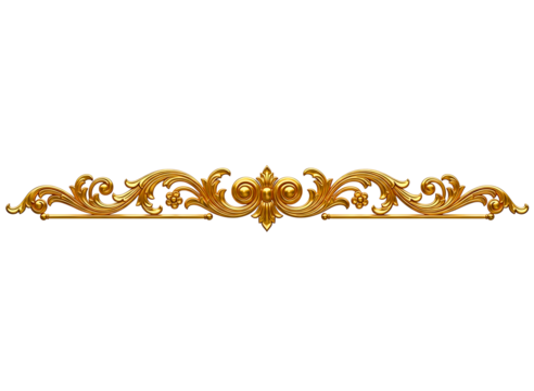 Ornate golden flourish decorative element isolated on transparent background