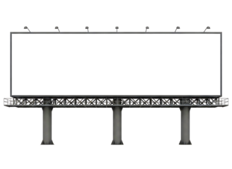 Blank billboard advertisement structure isolated on transparent background