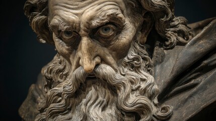 Obraz premium Detailed closeup sculpture of aged mans face